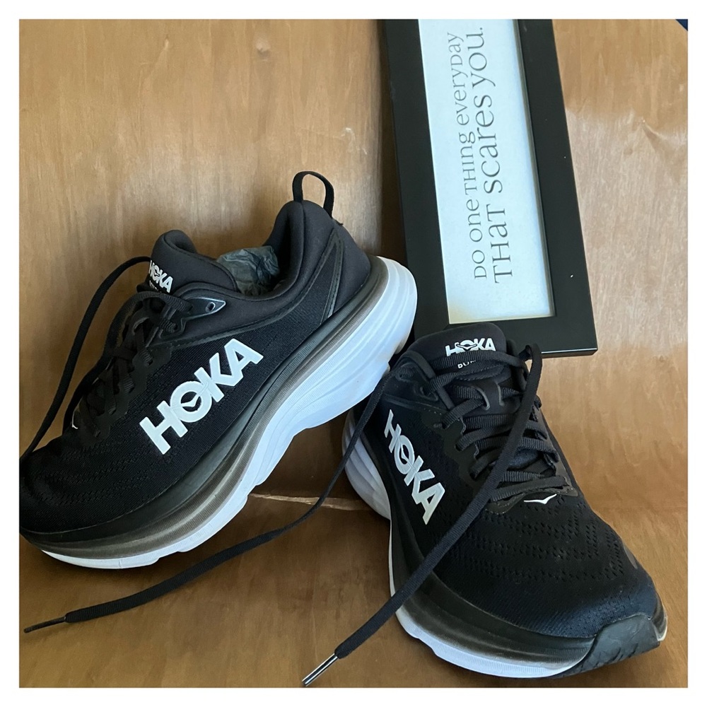 Hoka Black and White Running Shoes